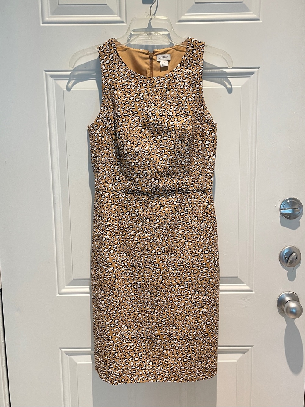 J. Crew Factory Tan Leopard Print High Neck A-Line Sheath Mini Dress Size 0